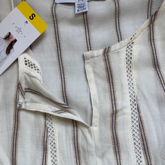 Fever NWT Cream Stripped Peasant Blouse - Picture 5 of 13